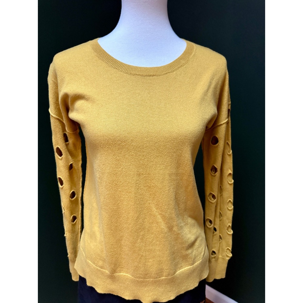 J. Society‎ Mustard Yellow Cotton Cut Out Long Sleeve Sweater Women's XS